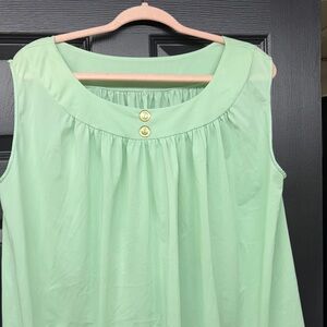 Sleeveless Mint Green slip dress gown size large with Button Detail vintage